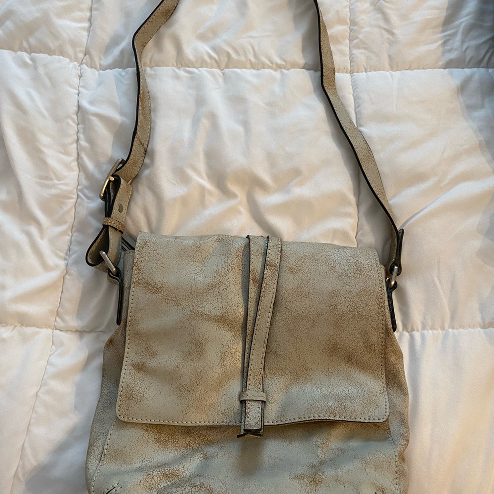 Beige Leather Crossbody Bag